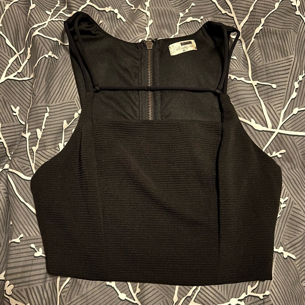 LF Rumor Boutique Black Strappy Crop Top